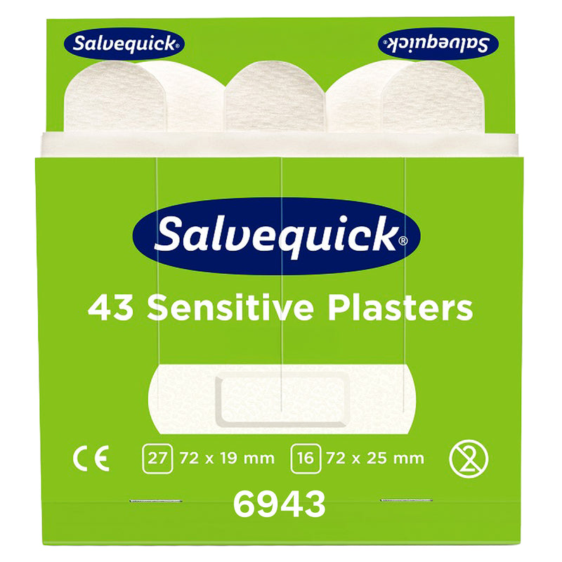 Salvequick Sensitive Pflaster | hautfreundliche Pflaster-Nachfüllpackungen | 6 x 43 Stück | Cederroth 6943