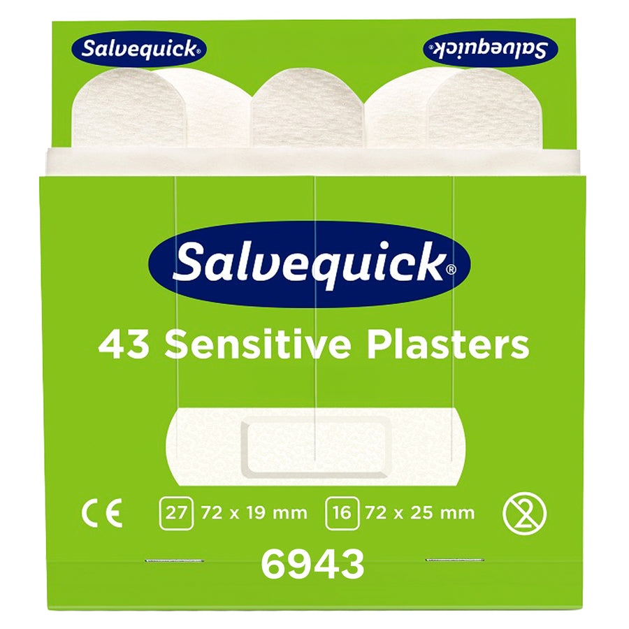 Salvequick Sensitive Pflaster | hautfreundliche Pflaster-Nachfüllpackungen | 6 x 43 Stück | Cederroth 6943