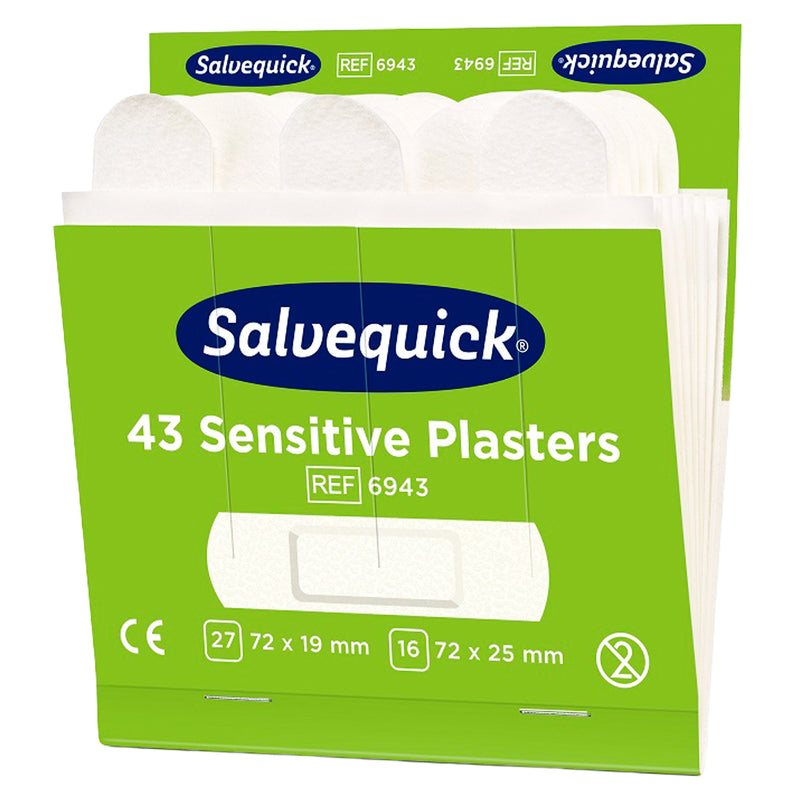 Salvequick Sensitive Pflaster | hautfreundliche Pflaster-Nachfüllpackungen | 6 x 43 Stück | Cederroth 6943