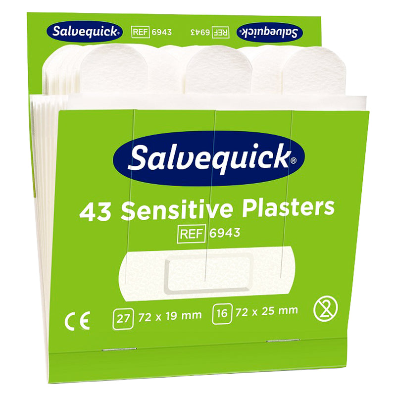 Salvequick Sensitive Pflaster | hautfreundliche Pflaster-Nachfüllpackungen | 6 x 43 Stück | Cederroth 6943
