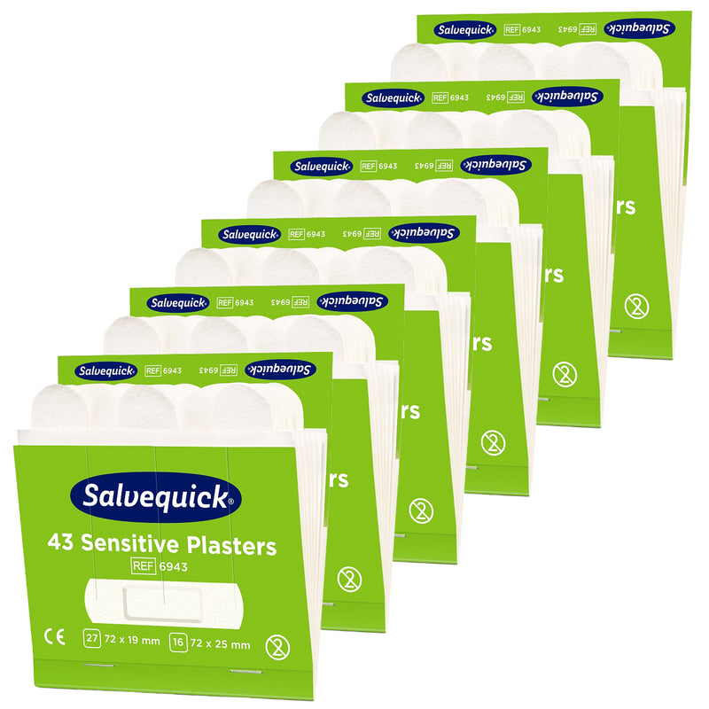 Salvequick Sensitive Pflaster | hautfreundliche Pflaster-Nachfüllpackungen | 6 x 43 Stück | Cederroth 6943