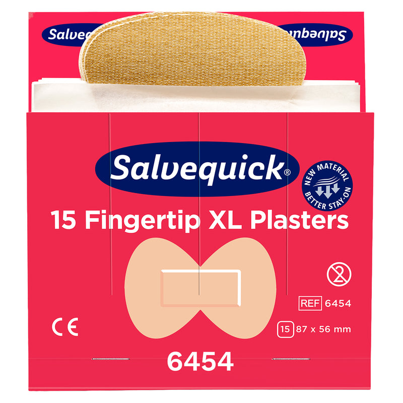 Salvequick Fingerkuppenpflaster | flexible Textilpflaster | für Fingerverletzungen | 6 x 15 Stück | Cederroth 6454