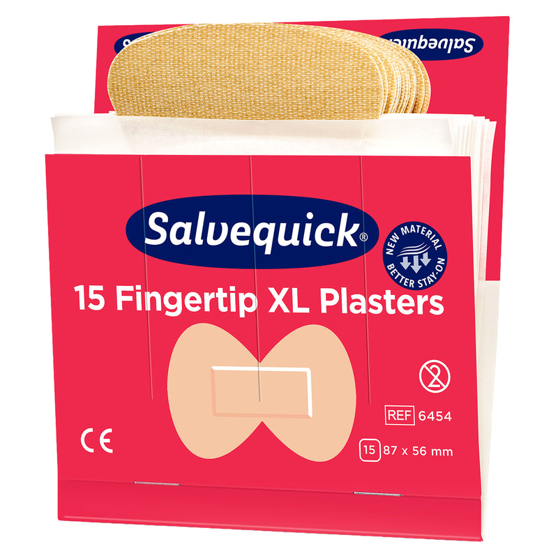 Salvequick Fingerkuppenpflaster | flexible Textilpflaster | für Fingerverletzungen | 6 x 15 Stück | Cederroth 6454