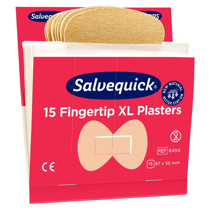 Salvequick Fingerkuppenpflaster | flexible Textilpflaster | für Fingerverletzungen | 6 x 15 Stück | Cederroth 6454