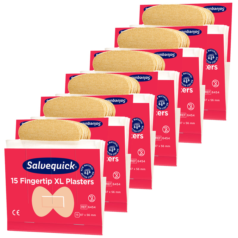Salvequick Fingerkuppenpflaster | flexible Textilpflaster | für Fingerverletzungen | 6 x 15 Stück | Cederroth 6454