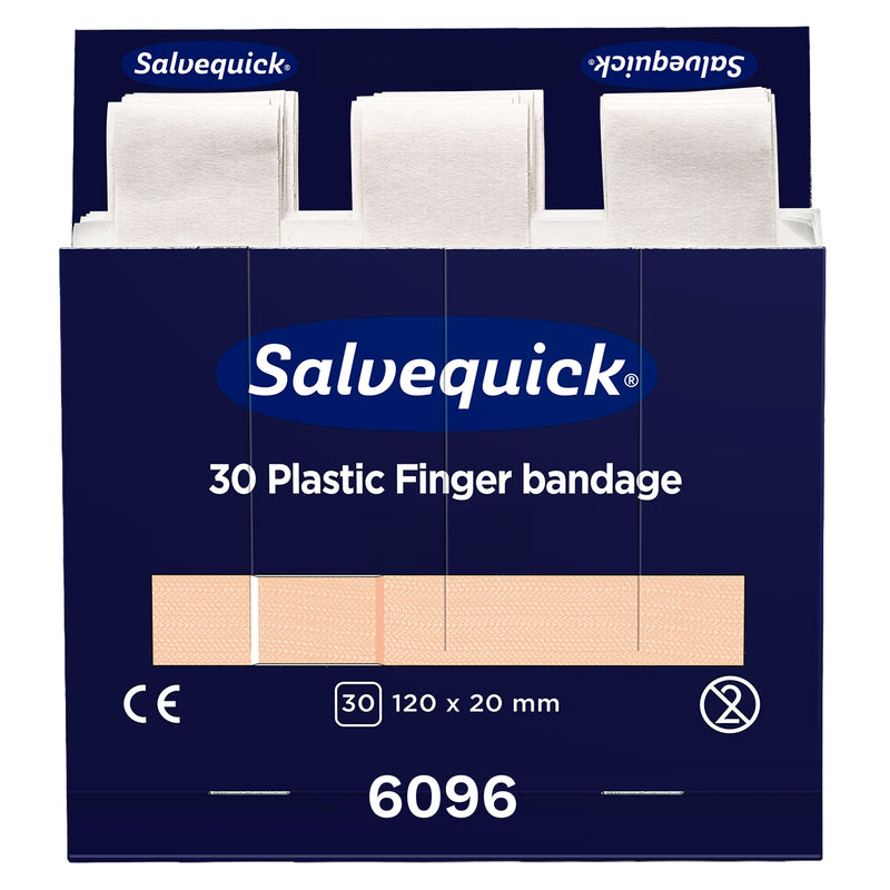 Salvequick Fingerverband Wasserabweisend | extra lange Fingerpflaster | 6 x 30 Stück | Cederroth 6096