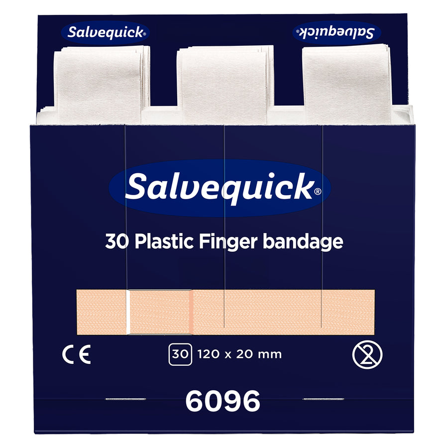 Salvequick Fingerverband Wasserabweisend | extra lange Fingerpflaster | 6 x 30 Stück | Cederroth 6096