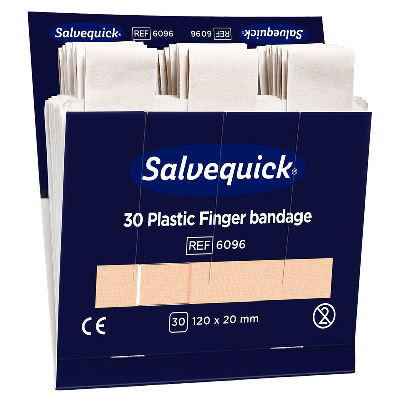 Salvequick Fingerverband Wasserabweisend | extra lange Fingerpflaster | 6 x 30 Stück | Cederroth 6096