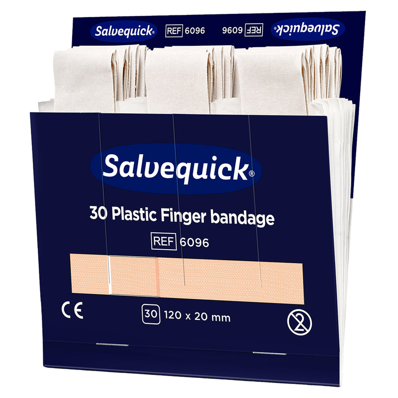 Salvequick Fingerverband Wasserabweisend | extra lange Fingerpflaster | 6 x 30 Stück | Cederroth 6096