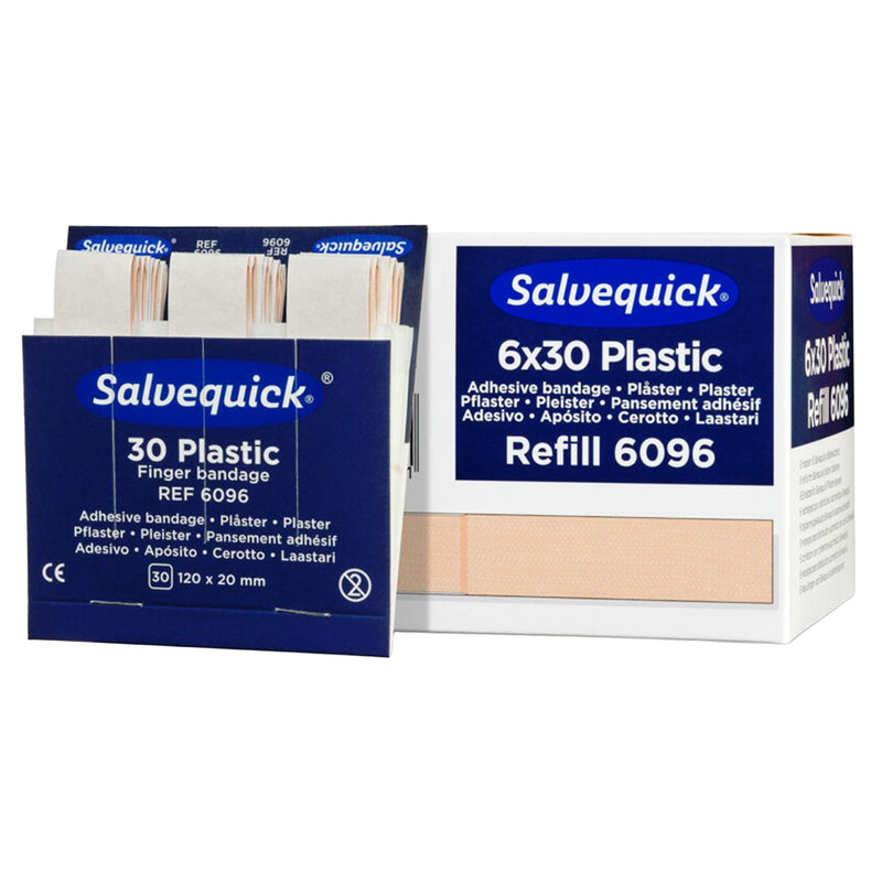 Salvequick Fingerverband Wasserabweisend | extra lange Fingerpflaster | 6 x 30 Stück | Cederroth 6096