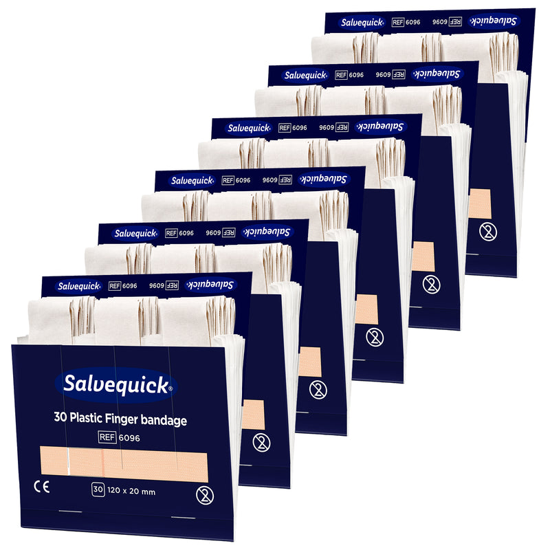 Salvequick Fingerverband Wasserabweisend | extra lange Fingerpflaster | 6 x 30 Stück | Cederroth 6096