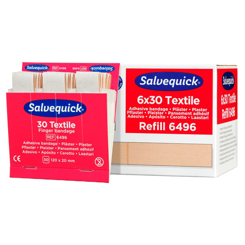 Salvequick Fingerverband Textil | extra lange Textilpflaster | 120 x 20 mm | für Fingerverletzungen | Cederroth 6496