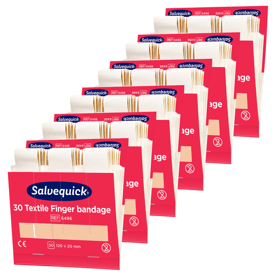 Salvequick Fingerverband Textil | extra lange Textilpflaster | 120 x 20 mm | für Fingerverletzungen | 6 x 30 Stück | Cederroth 6496