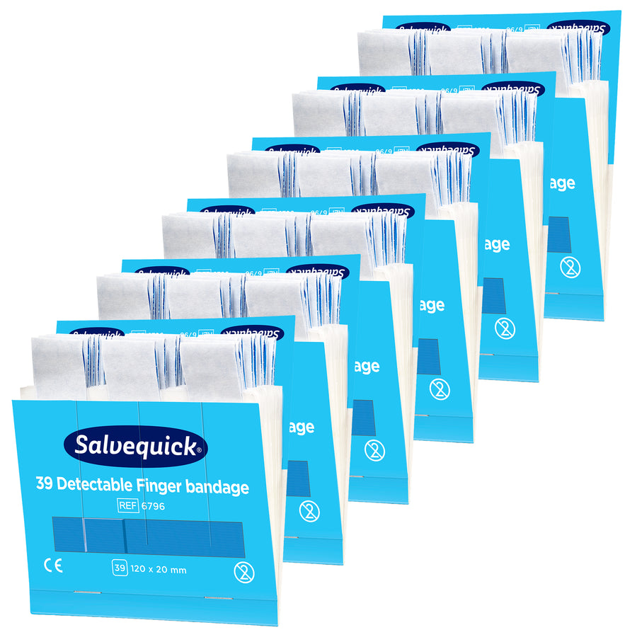 Salvequick Fingerverband Detectable | blaue detektierbare Fingerpflaster | 6 x 39 Stück | Cederroth 6796