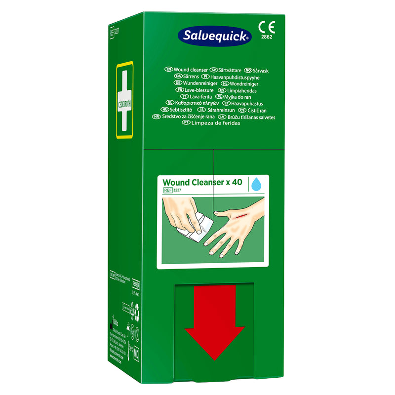 Salvequick Wundreiniger | sterile Reinigungstücher | 40 Stück | für Wound Care Dispenser | Cederroth 3227