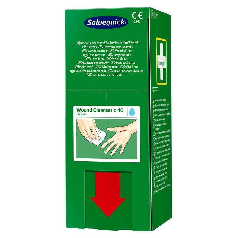 Salvequick Wundreiniger | sterile Reinigungstücher | 40 Stück | für Wound Care Dispenser | Cederroth 3227