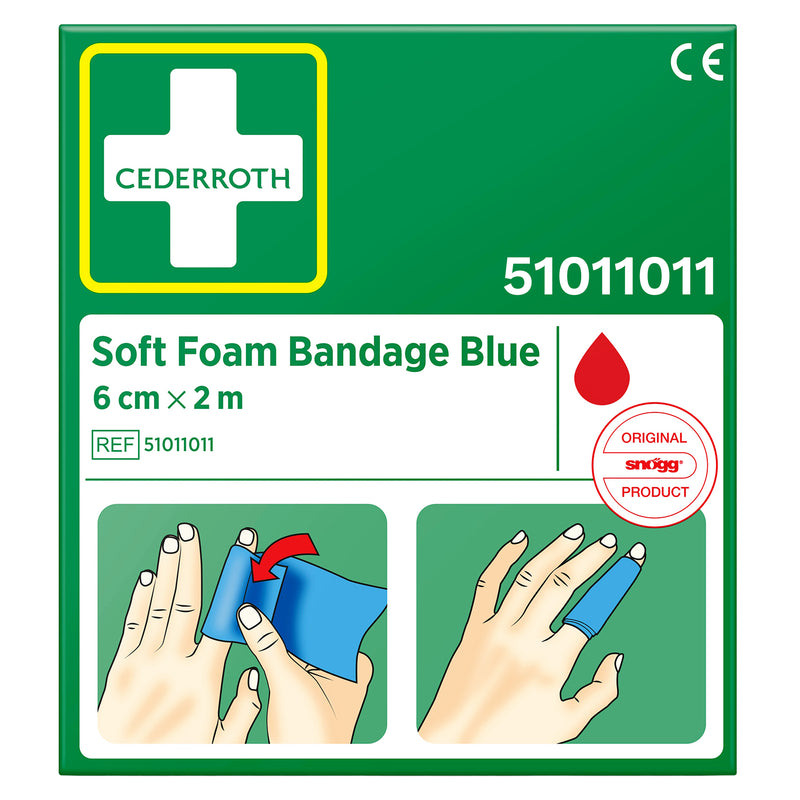 Soft Foam Bandage Blue | selbsthaftender Wundverband | 6 cm x 2 m | wasserfest & latexfrei | Cederroth 51011011