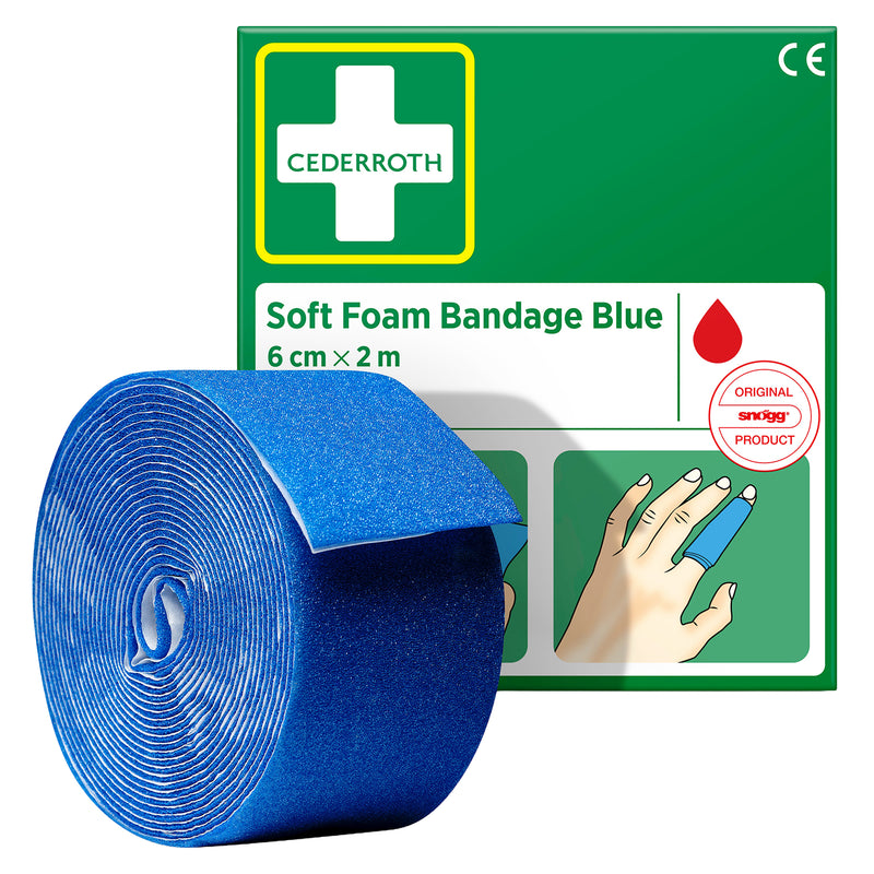 Soft Foam Bandage Blue | selbsthaftender Wundverband | 6 cm x 2 m | wasserfest & latexfrei | Cederroth 51011011