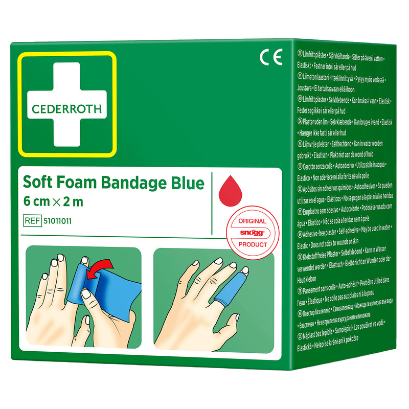 Soft Foam Bandage Blue | selbsthaftender Wundverband | 6 cm x 2 m | wasserfest & latexfrei | Cederroth 51011011