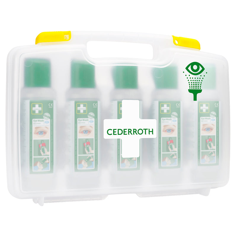 Augenduschen-Koffer | 5 x 500 ml Augendusche | tragbar & staubgeschützt | für mobile Einsätze | Cederroth 51011042