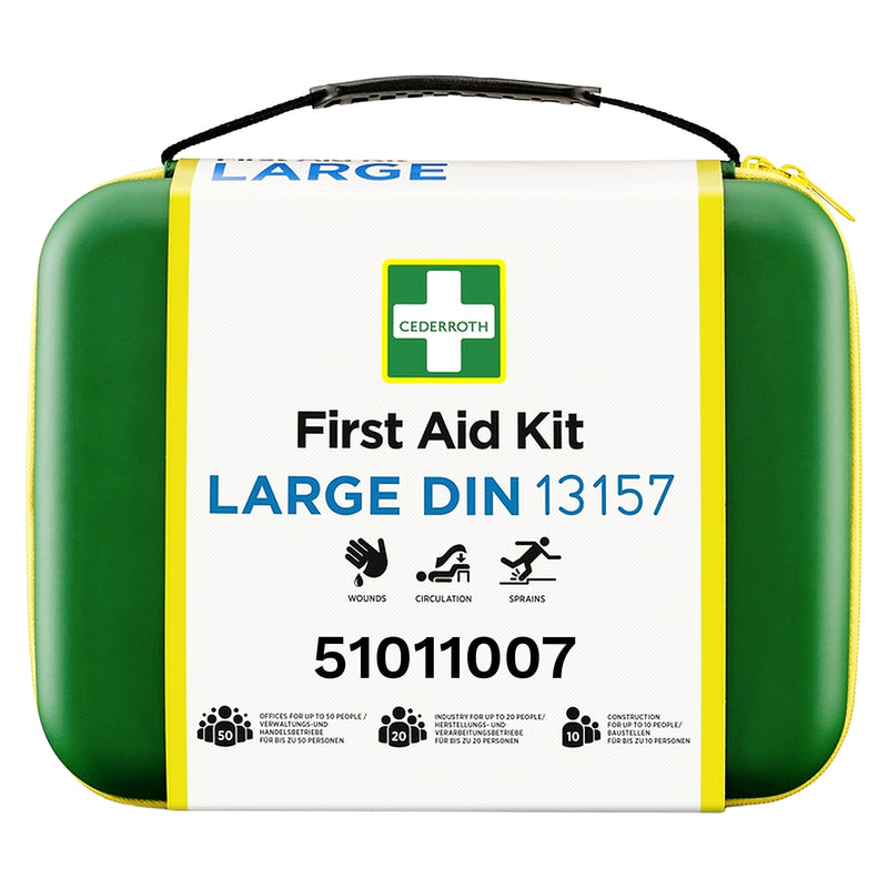 First Aid Kit Large DIN 13157 | Erste-Hilfe-Koffer | DIN-Ausstattung & robustes Etui | für Betriebe & Notfälle | Cederroth 51011007