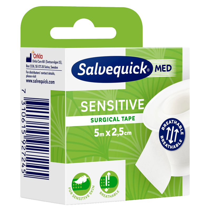Sensitive Tape | hautfreundliches Fixierklebeband | 5 m x 2,5 cm | atmungsaktiv & hypoallergen | Cederroth 310366