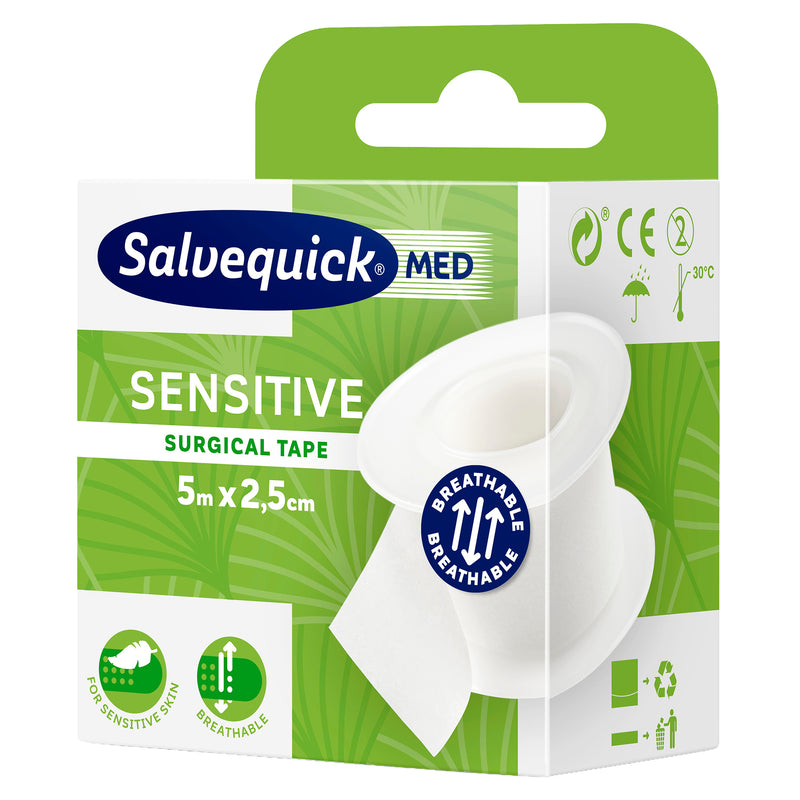 Sensitive Tape | hautfreundliches Fixierklebeband | 5 m x 2,5 cm | atmungsaktiv & hypoallergen | Cederroth 310366