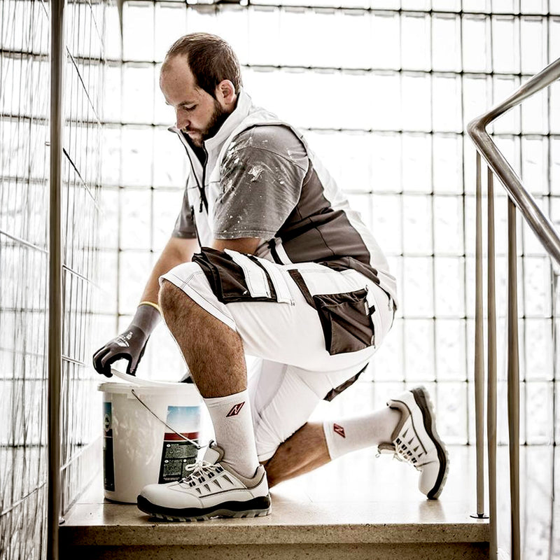 Kurze Malerhose Weiss | PE/Baumwolle | OEKO-TEX® | Comfort Fit | amtungsaktiv | 280 g/m² | Nitras Motion Tex Plus