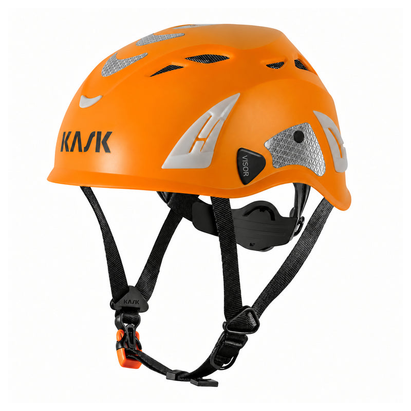 KASK Superplasma AQ HI-VIZ Schutzhelm, HiVis Orange, Vorderansicht nach links
