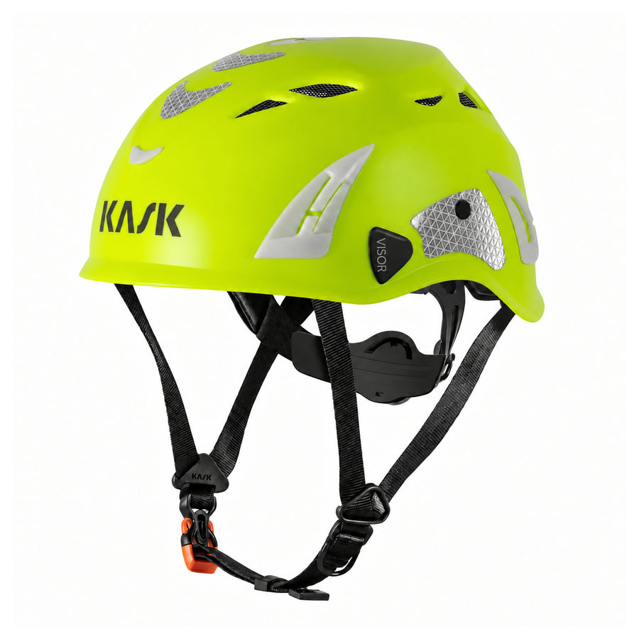 KASK Superplasma AQ HI-VIZ Schutzhelm, HiVis Gelb, Vorderansicht nach links