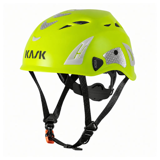 KASK Superplasma AQ HI-VIZ Schutzhelm, HiVis Gelb, Vorderansicht nach links