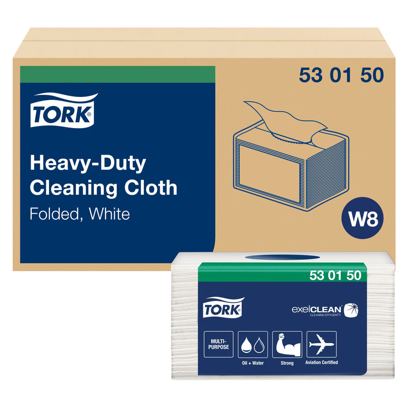 Reinigungstücher W8 | Einzelblatt | Extra Stark | exelCLEAN™ Material | 1-lagig | 38,5 x 31,5 cm | 360 Blatt | Premium | TORK 530150