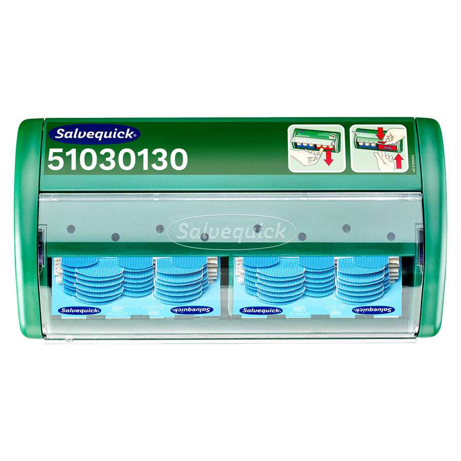 Pflasterspender Blue Detectable | Salvequick Pflasterspender | blau & detektierbar | für Lebensmittelbereiche | Cederroth 51030130
