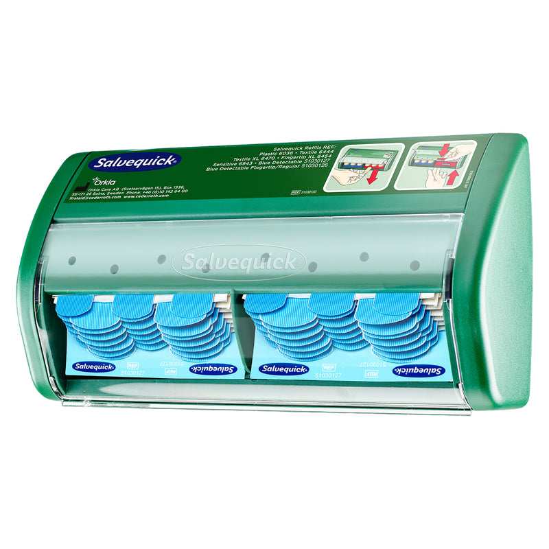 Pflasterspender Blue Detectable | Salvequick Pflasterspender | blau & detektierbar | für Lebensmittelbereiche | Cederroth 51030130