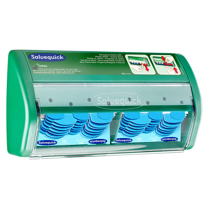 Pflasterspender Blue Detectable | Salvequick Pflasterspender | blau & detektierbar | für Lebensmittelbereiche | Cederroth 51030130