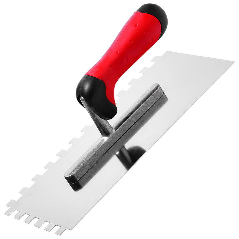 Glättkelle Stan Karo 2K | 28 x 13 cm | C2 - C14 | gezahnt | rostfreier Stahl | ergonomischer 2 Komponentengriff | Schuller Eh`klar