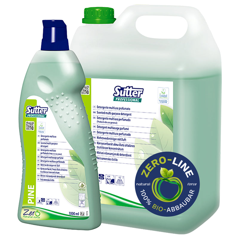 Allzweckreiniger PINE ZERO | Kiefernduft | natürliche Rohstoffe | EU Ecolabel | Sutter Professional