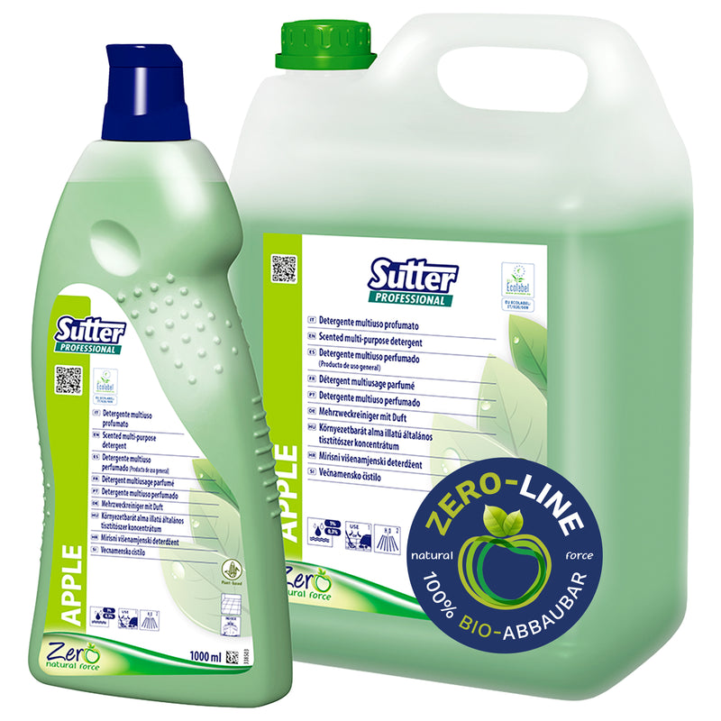 Allzweckreiniger APPLE ZERO | Apfelduft allergenfrei | natürliche Rohstoffe | EU Ecolabel | Sutter Professional