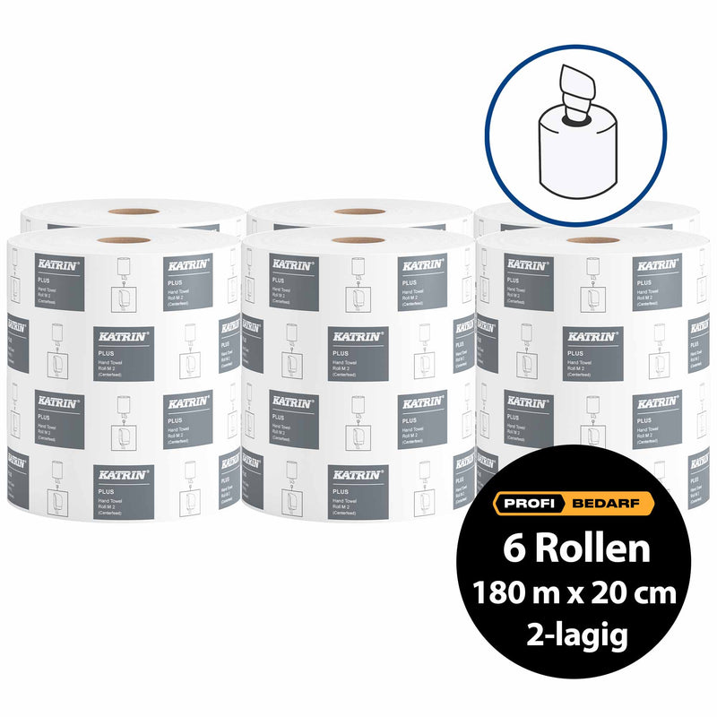 Handtuchrollen | Centerfeed | 180 m x 20,5 cm | 2-lagig | 100% Zellstoff | Katrin M2