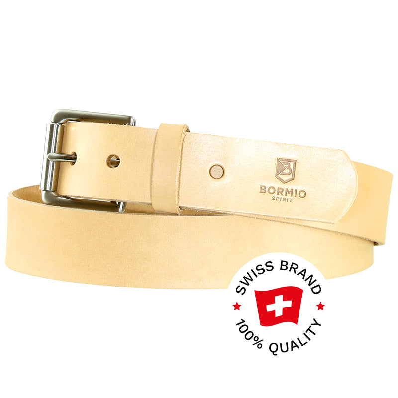 Ledergürtel | Rindsleder 0.3 cm | 14 Lochungen | mit Metallschnalle | Bormio Spirit Unni