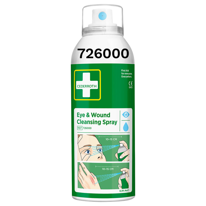 Eye & Wound Cleansing Spray | Augen- & Wundreinigung | 150 ml | sterile Kochsalzlösung 0,9 % NaCl | Cederroth 726000