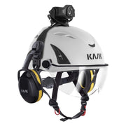 KASK SC2 Gehörschutz Gelb, Montagebeispiel am KASK-Helm, Ansicht 1