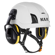 KASK SC2 Gehörschutz Gelb, Montagebeispiel am KASK-Helm, Ansicht 2