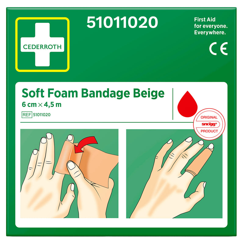 Soft Foam Bandage Beige | selbsthaftender Wundverband | 6 cm x 4,5 m | wasserfest & latexfrei | Cederroth 51011020