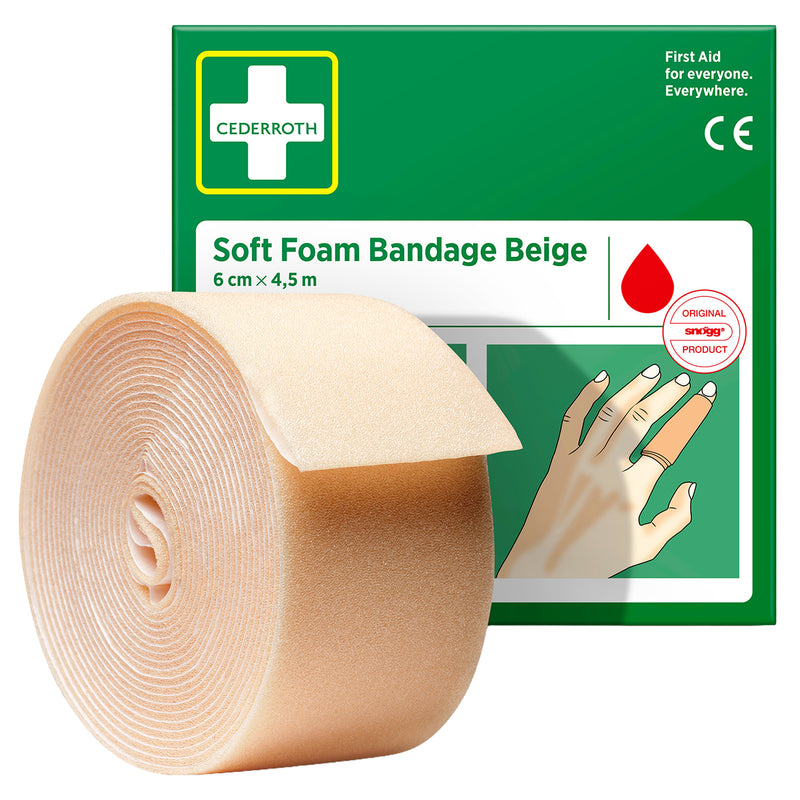 Soft Foam Bandage Beige | selbsthaftender Wundverband | 6 cm x 4,5 m | wasserfest & latexfrei | Cederroth 51011020