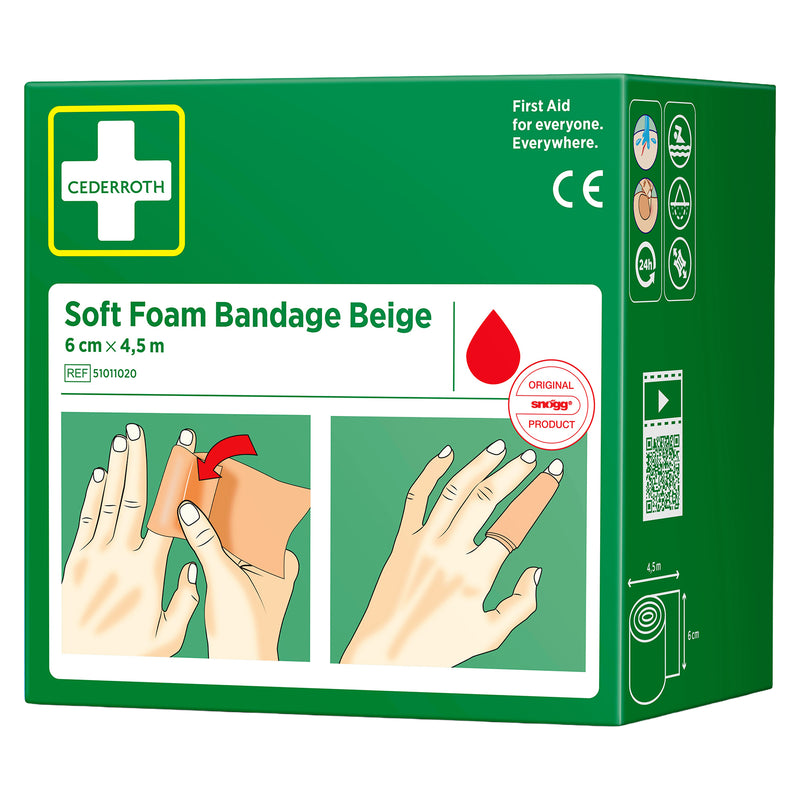Soft Foam Bandage Beige | selbsthaftender Wundverband | 6 cm x 4,5 m | wasserfest & latexfrei | Cederroth 51011020
