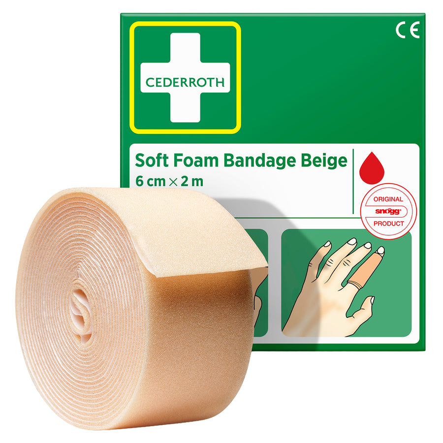 Soft Foam Bandage Beige | selbsthaftender Wundverband | 6 cm x 2 m | für First Aid Station | Cederroth 51011019