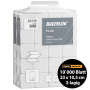Einzelblatt Toilettenpapier 2-lagig | V-Falz | 100% Zellstoff | Katrin Plus