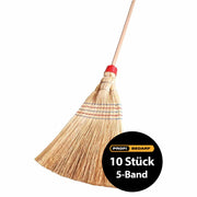 Industrie-Reisbesen 5/Band | Kapselbesen | Buchenholzstiel 105 cm | Naturfasern