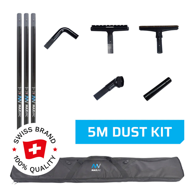 5 m Staubsauger-Set | 3K-Kohlefaser-Saugrohre | für grosse Höhen | Maxvac EasyReach